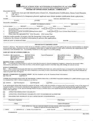 Fee for Guam Accessible Parking Placard Form