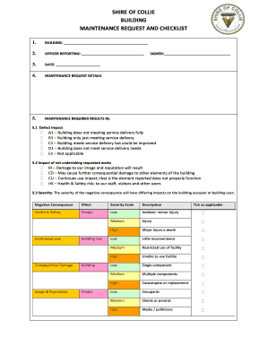 Building Maintenance Report  Form