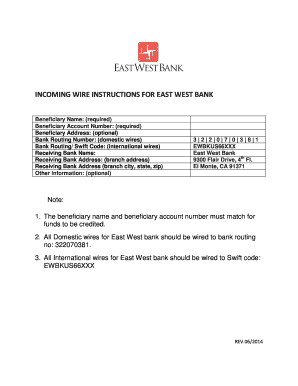 East West Bank Wire Transfer Form