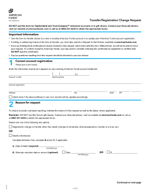 American Funds Transfer Registration Change Request  Form