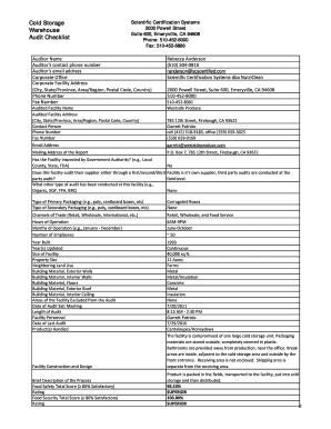 Warehouse Audit Checklist PDF  Form