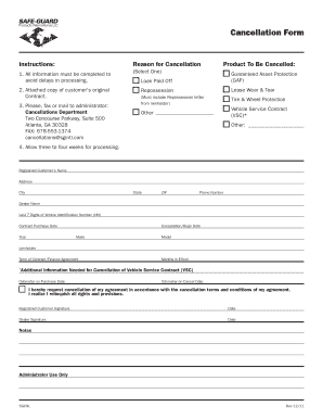 Safeguard Cancellation Form