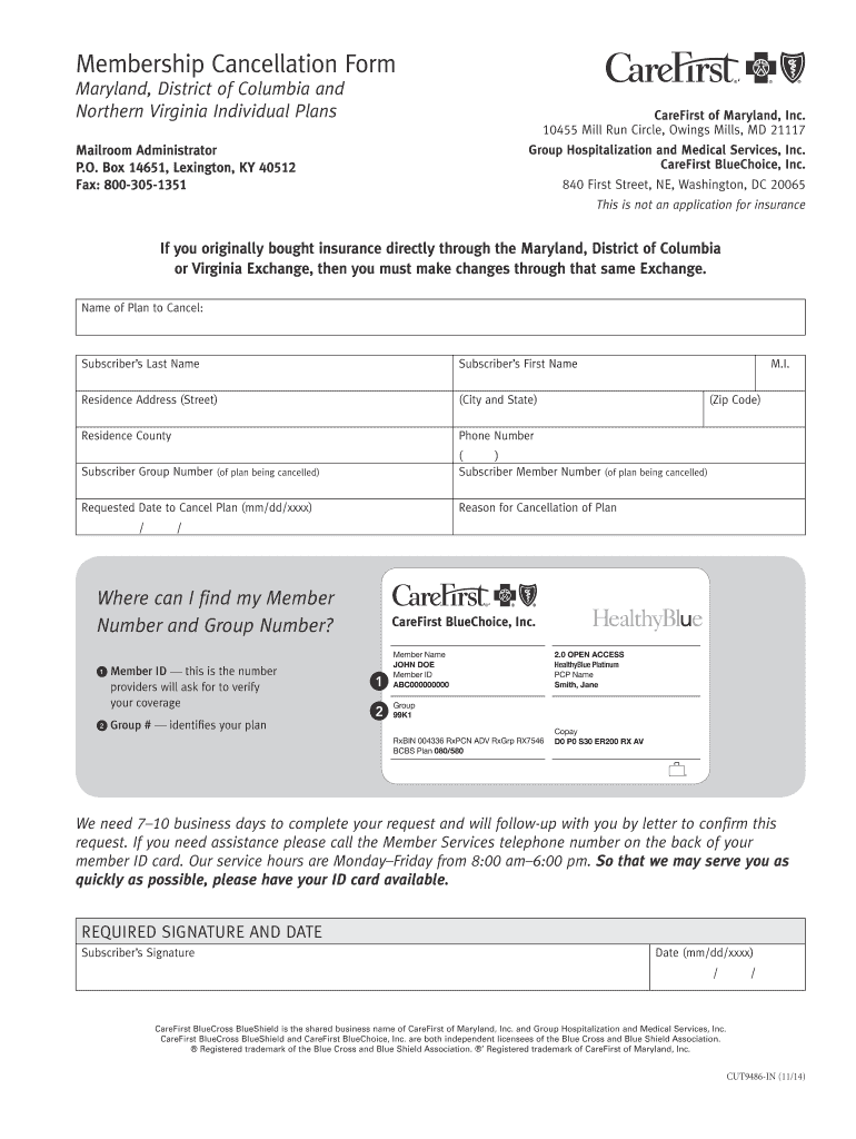  Carefirst Cancellation Form 2014