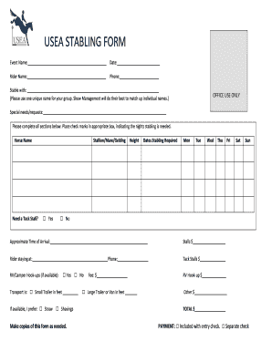 Stabling Form