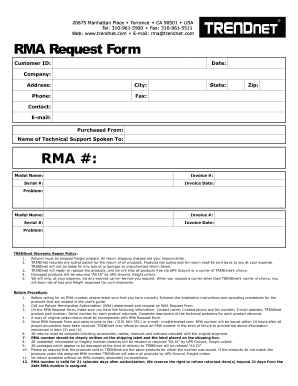 Rma Form Template Fill Out And Sign