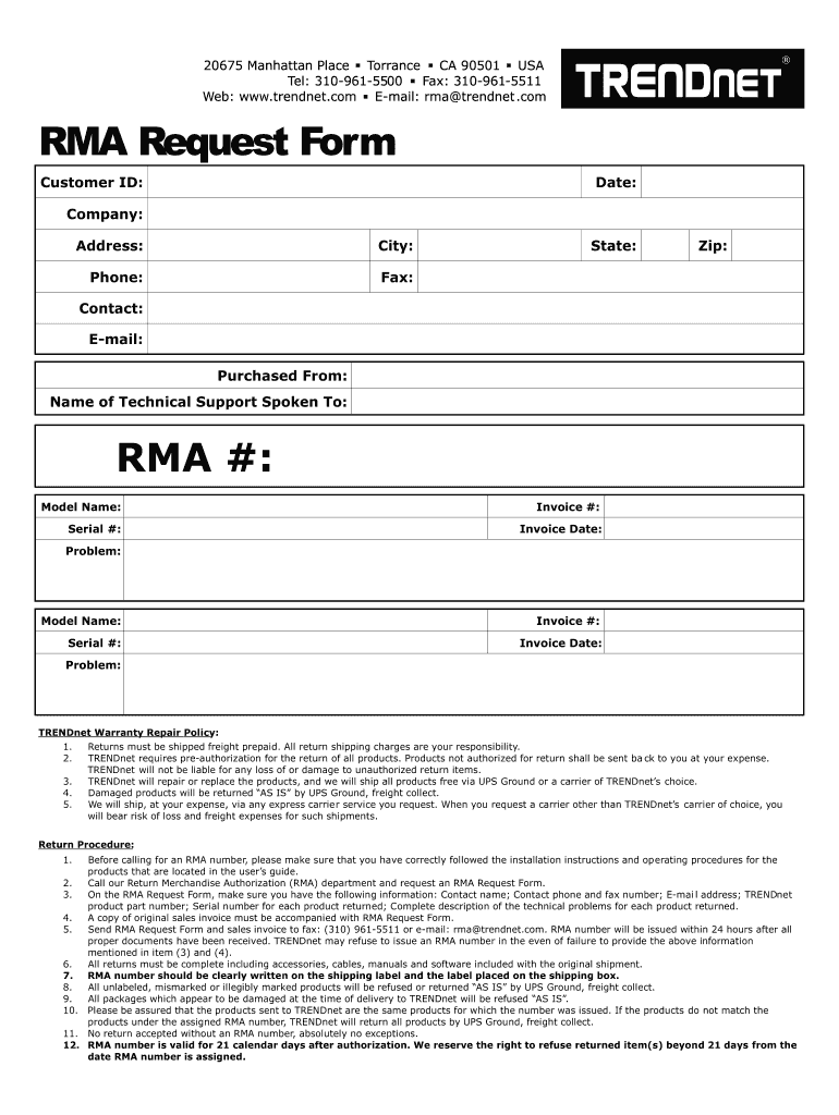 Return Authorization Form Template from www.signnow.com
