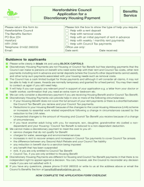 Discretionary Housing Payment Hereford  Form