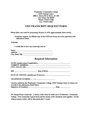 Washtenaw Community College Ged Program Form