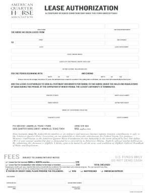 Aqha Lease Form