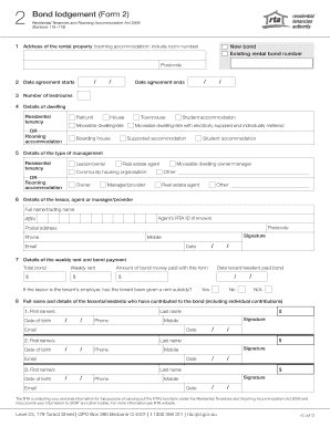 Bond Lodgement Form