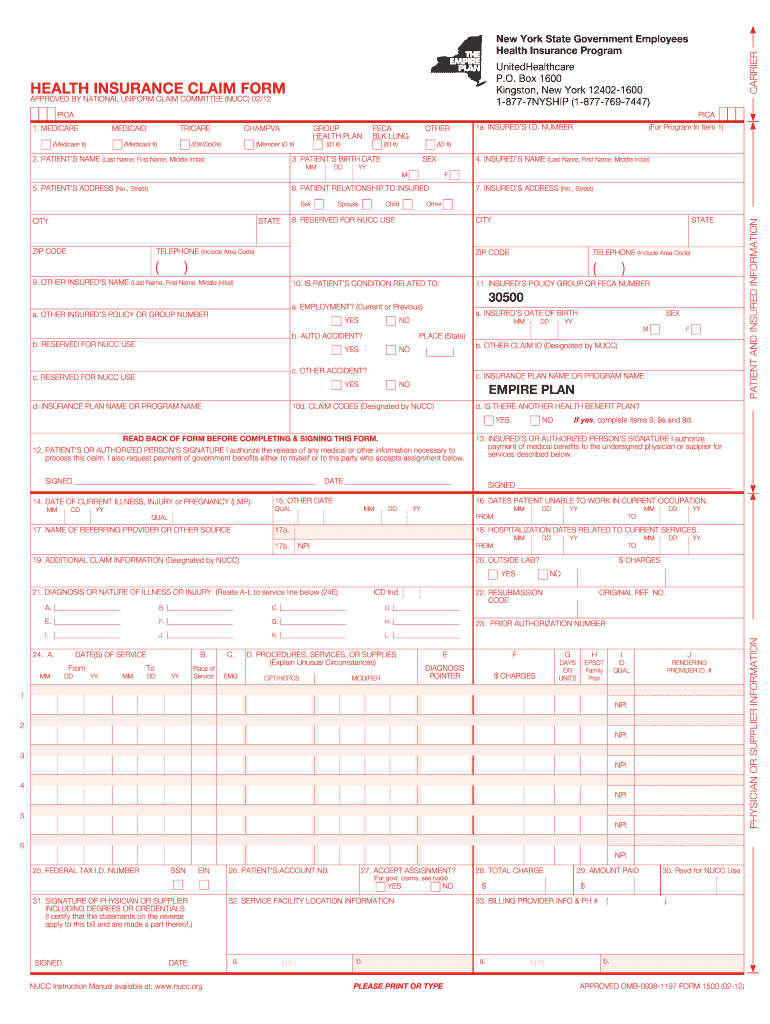 Empire Plan Claim Form