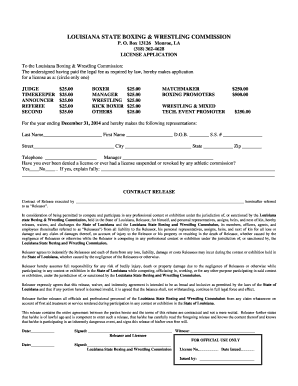 Louisiana Boxing Commission  Form