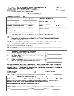 City of Lakewood Income Tax  Form