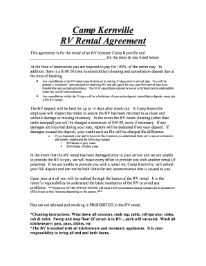 Rv Park Rental Agreement  Form