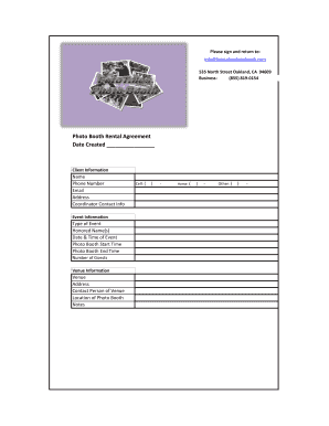 Rental Agreement Form Photo Booth Rentals, Special Event Photos