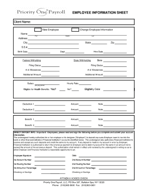 New Employee Payroll Setup Form