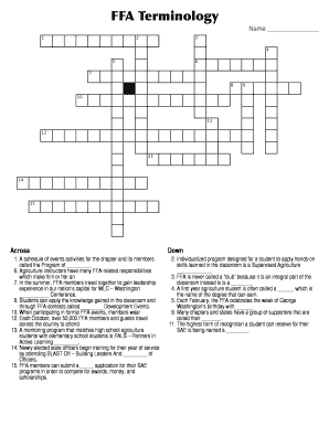 Ffa Word Search  Form