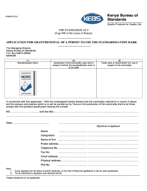 Kebs Online Application  Form