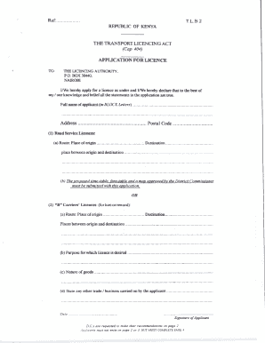 Tlb Licence  Form