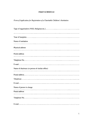 Application Form for Registration of Charitable Children Institution Businesslicense or