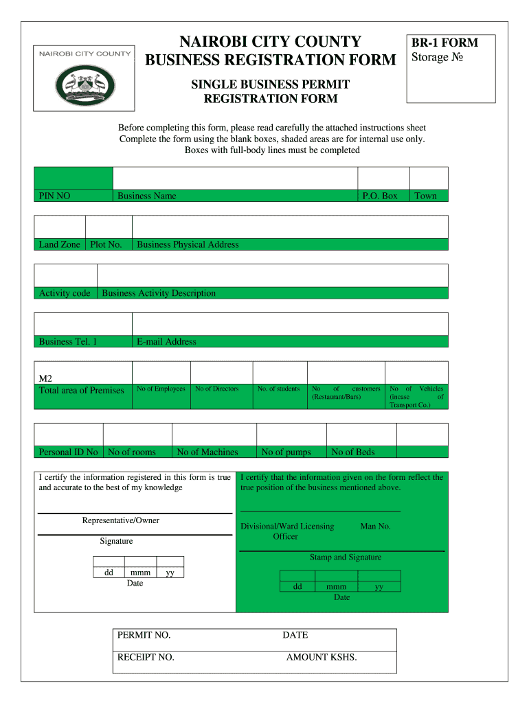 Nairobi County Business Permit Rates PDF  Form