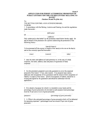 Gambling License Cost in Kenya  Form