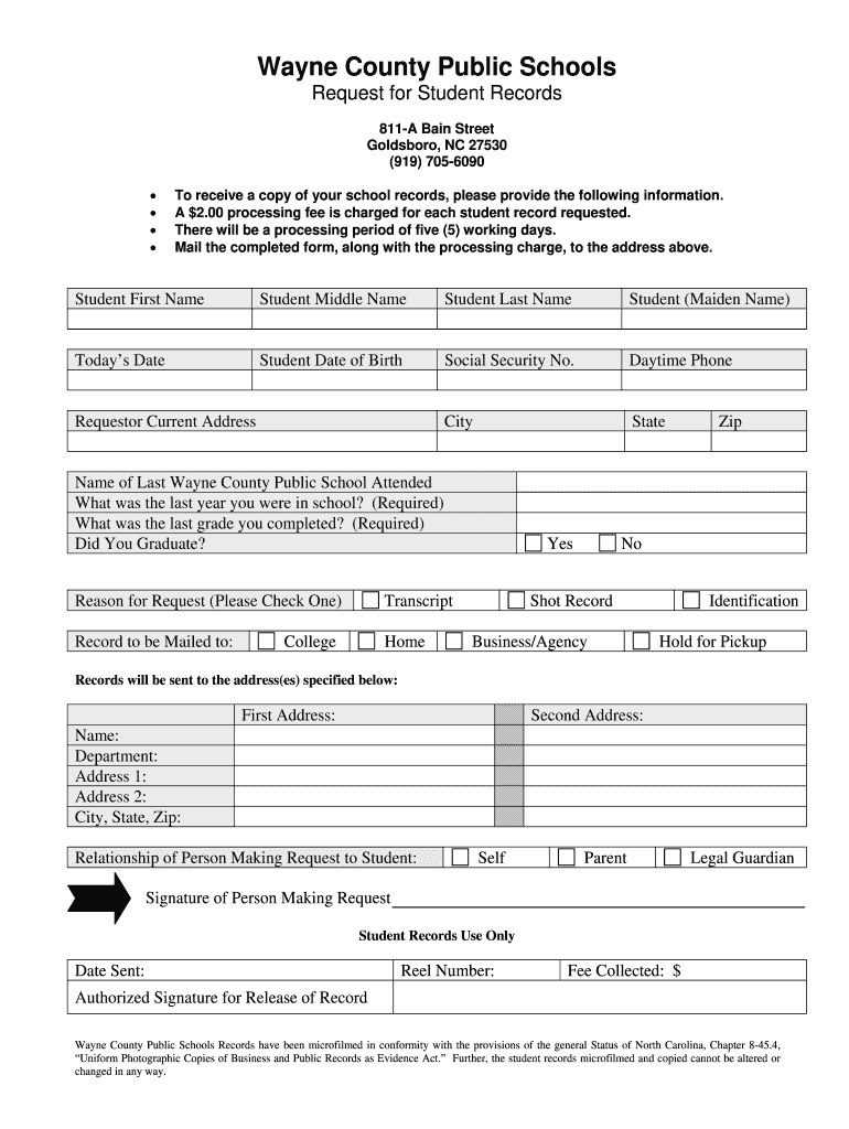 Wayne County Public Schools  Form