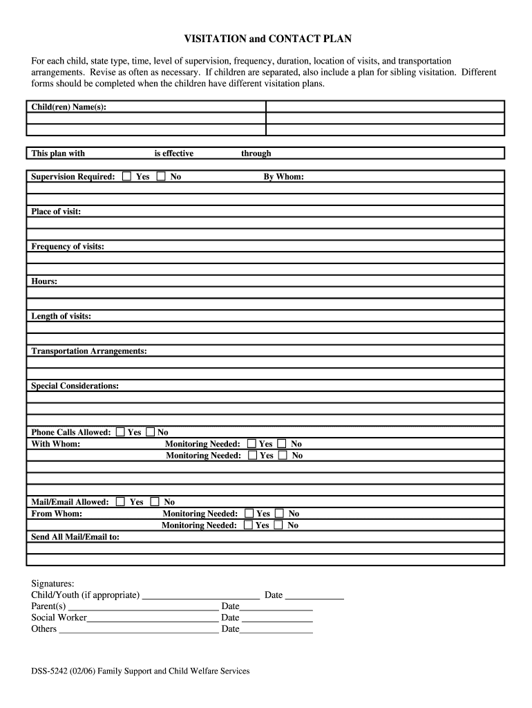 Visitation Plan  Form