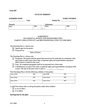 Form 825 STATE of VERMONT FAMILY Vermont Judiciary Vermontjudiciary