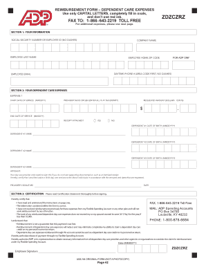 Dependent Care FSA Claim Form ADP Flexible Spending Accounts