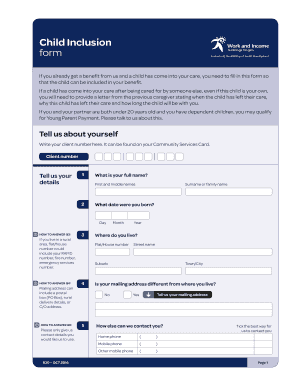 Child Inclusion Form Winz