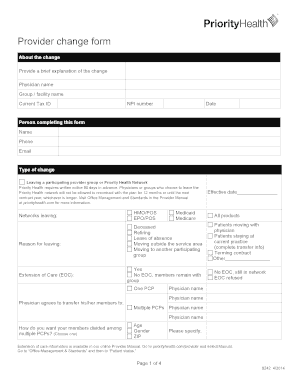  Priority Health Provider Change Form 2014