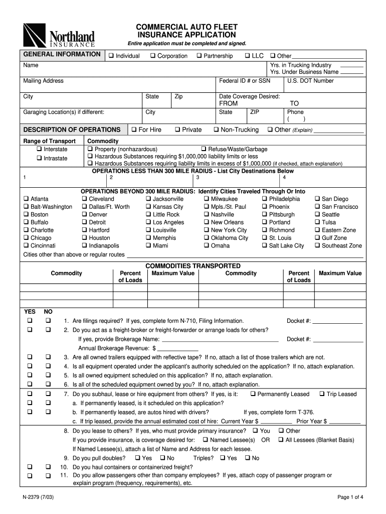  Insurance Auto  Form 2003