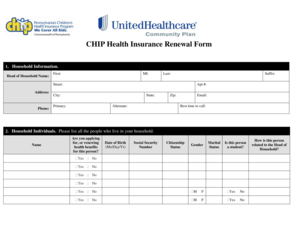 CHIP Health Insurance Renewal Form UHCCommunityPlan Com