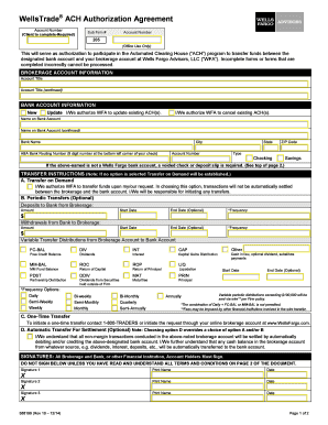 Ach Authorization Form Wells Fargo