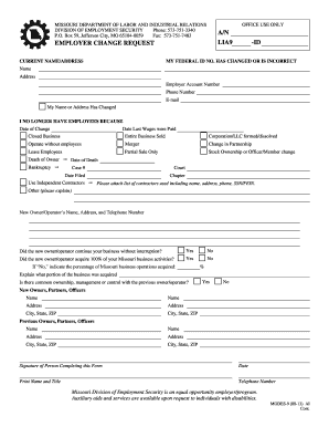Employer Change Request Missouri  Form