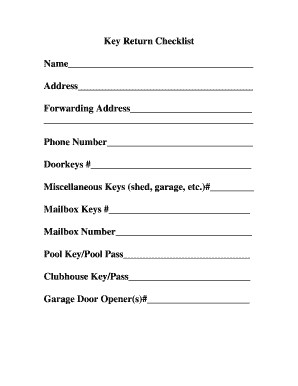 Key Return Form Template