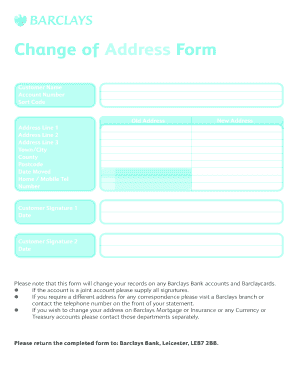 Change of Address Form Barclays Pctell