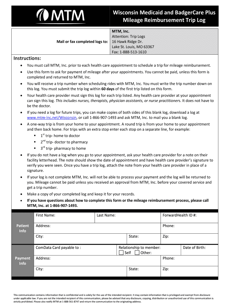 Mtm Wisconsin Trip Log  Form