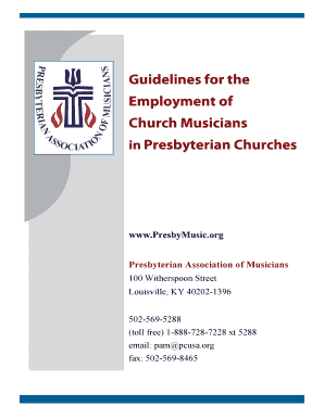 Presbyterian Association of Musicians Salary Guidelines  Form