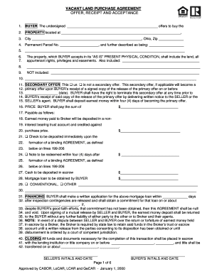 Offer and Acceptance Form for Raw Land Oklahoma