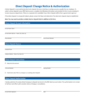 Rbc Direct Deposit Form