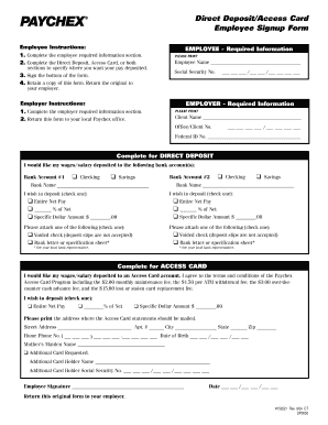 Direct Deposit Access Card Employee Signup Form SearchLogic