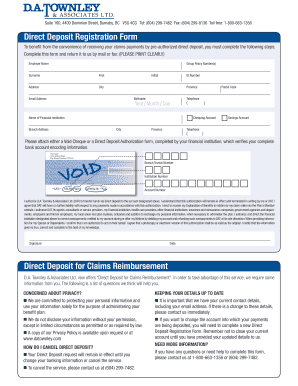 Direct Deposit Form DA Townley &amp; Associates LTD