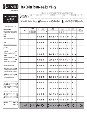 Chipotle Fax Order Form