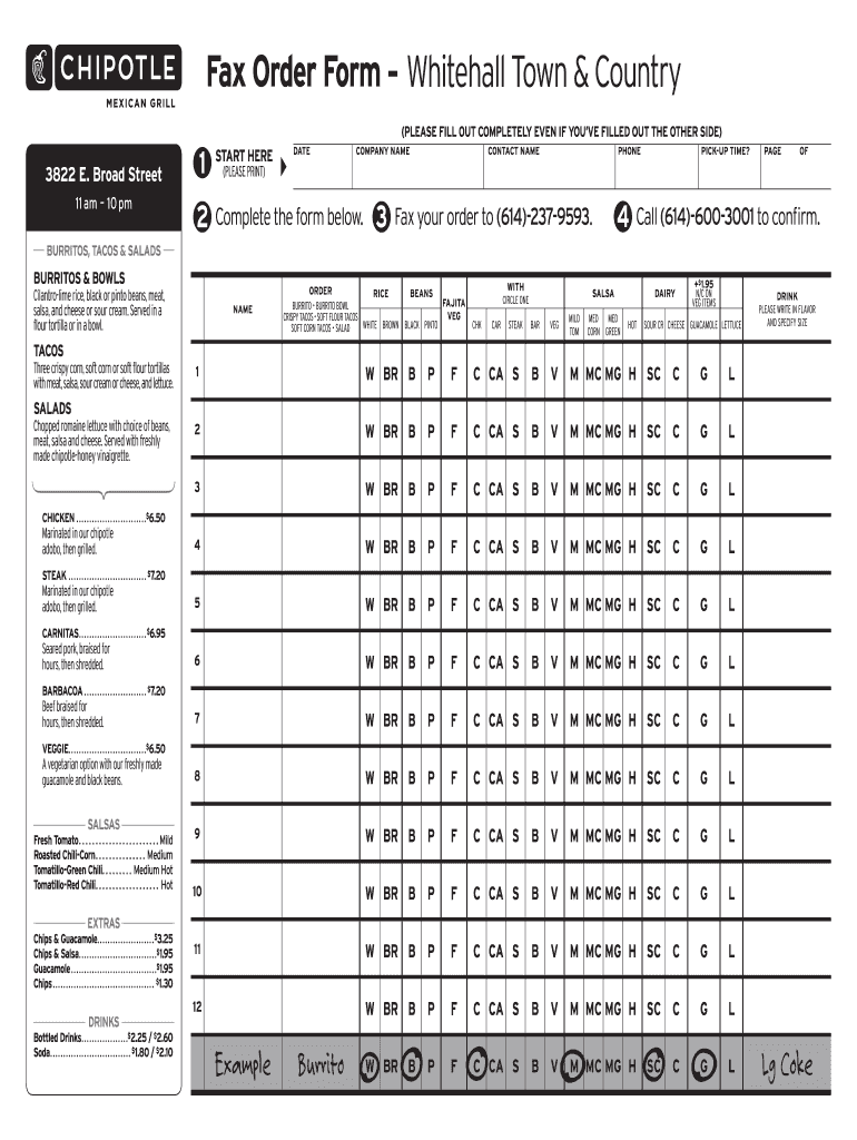 Chipotle Order Form