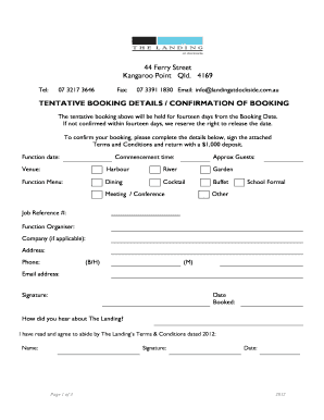 Function Booking Form