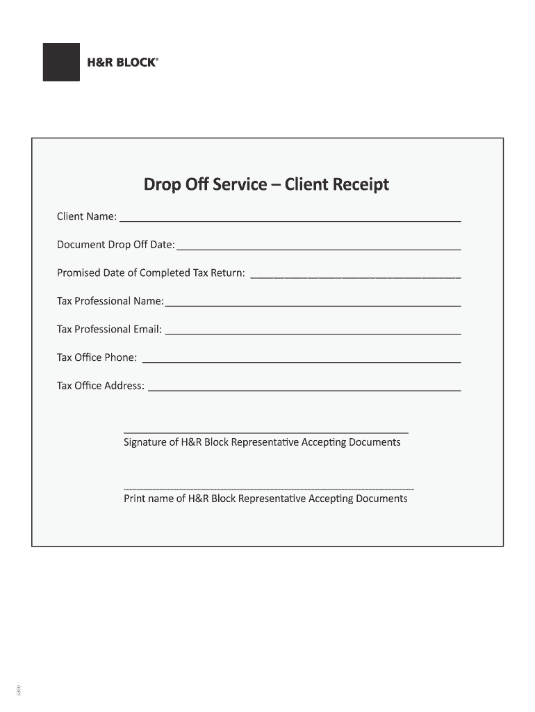 Drop off Service Client Receipt  Form