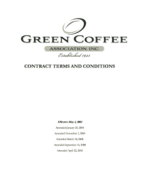 Green Coffee Association Contract  Form