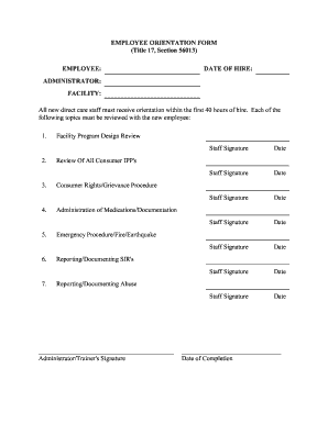 Orientation Form